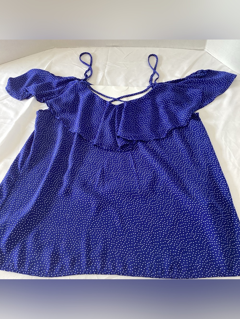 Le Lis Blue Dot Ruffle Off-Shoulder Camisole POLKA DOT